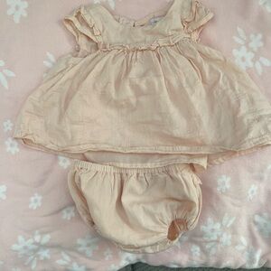 Catherine Malandrino Soft Peach Dress and Diaper Cover Set